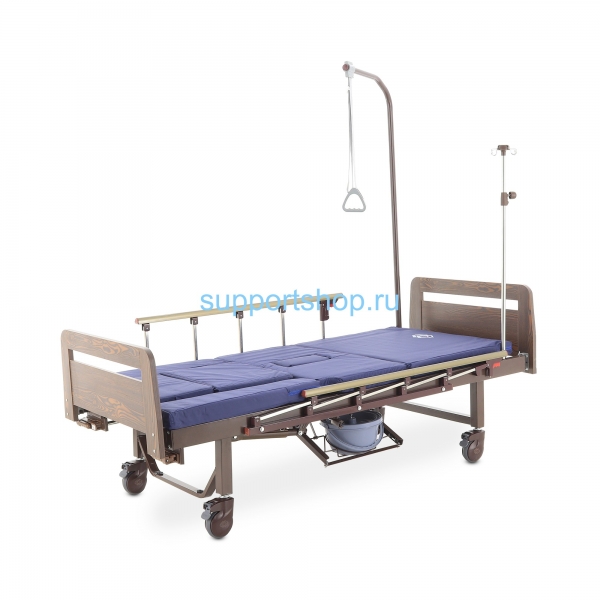 Кровать механическая Med-Mos YG-6 (ММ-2624Н-06/2124Н-04) ЛДСП с функцией «кардиокресло», туалетным устройством (матрас в комплекте)