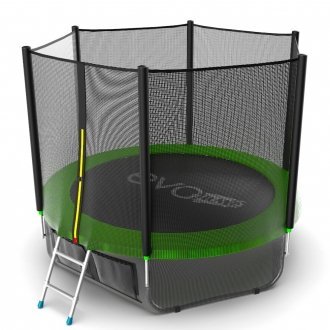 Батут с внутренней сеткой и лестницей EVO JUMP External 8ft (Green) + Lower net