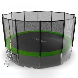 Батут с внутренней сеткой и лестницей EVO JUMP External 16ft (Green) + Lower net
