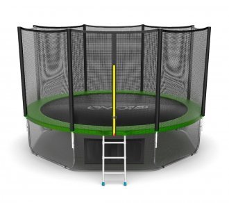 Батут с внутренней сеткой и лестницей EVO JUMP External 12ft (Green) + Lower net