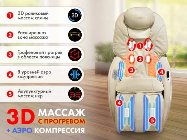 Массажное кресло FUJIMO CYBER LOUNGE F303 Бежевый