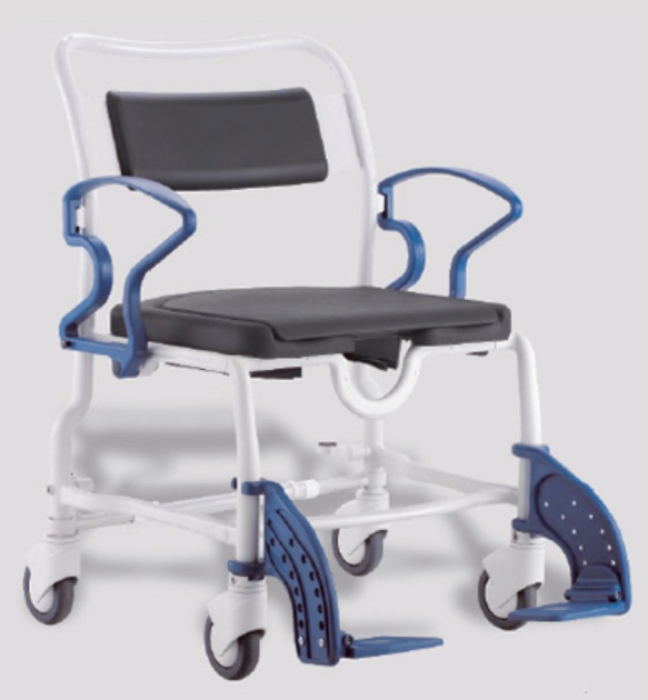 Кресло-стул с санитарным оснащением Атланта серый-синий