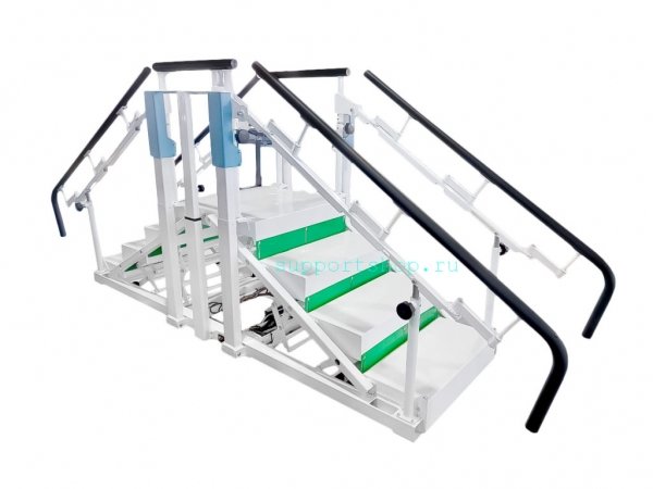 Тренажер в виде параллельных брусьев для тренировки ходьбы «Орторент Carmina»: модель «Брусья-лестница» с регулировкой поручней